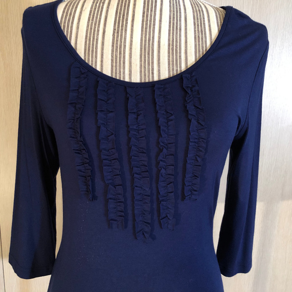 Mod Cloth Ruffled Top Blue Medium - Picture 3 of 3